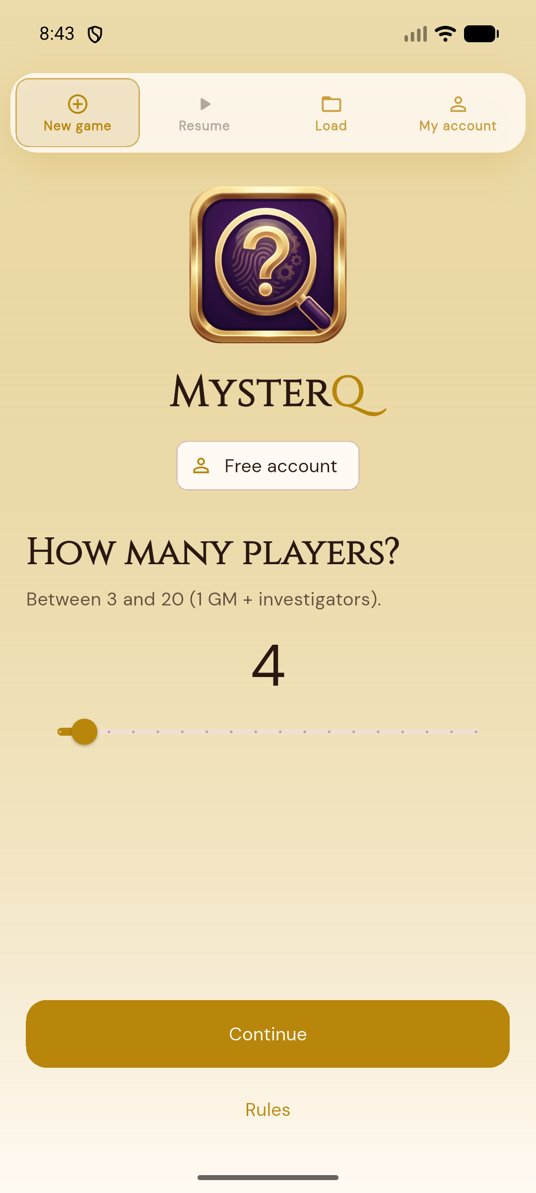 New party — player count