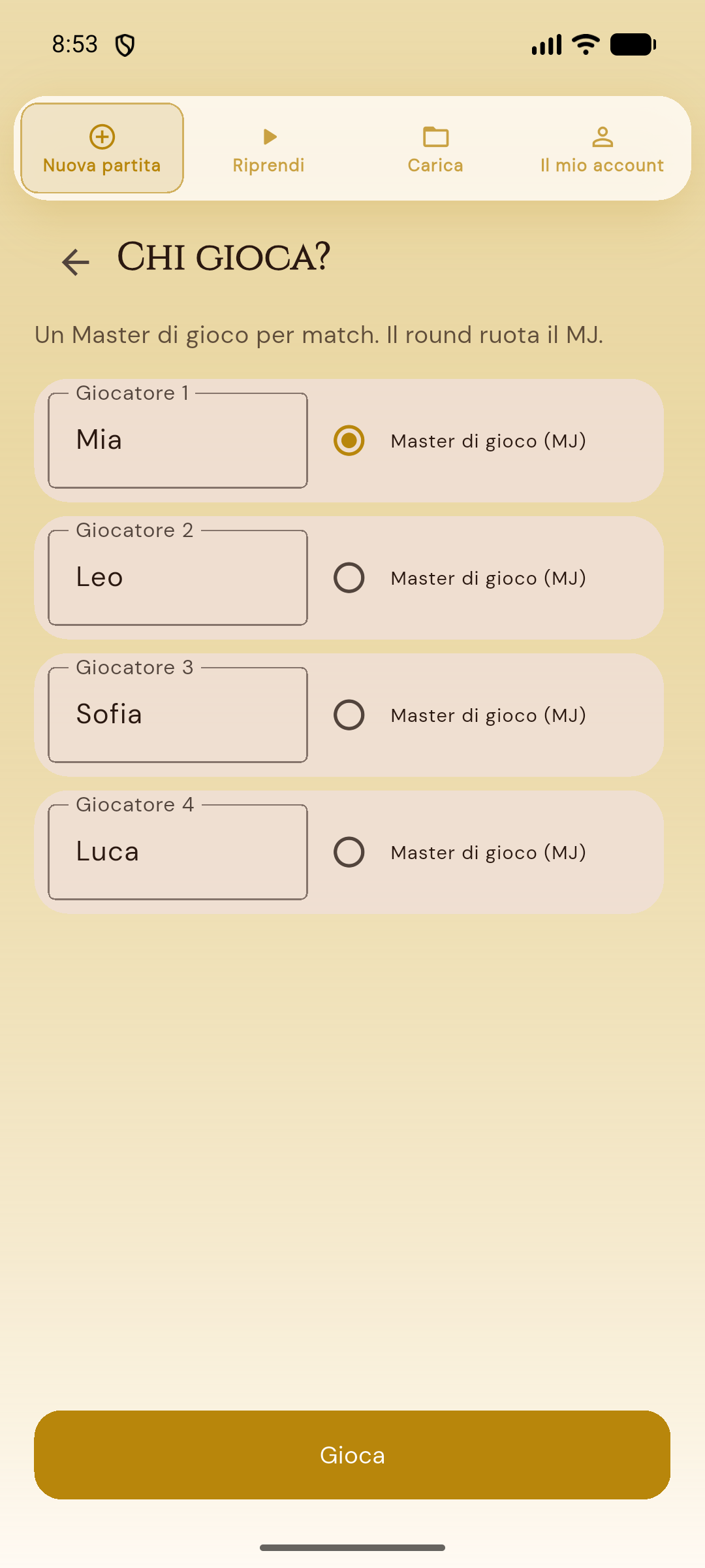 Squadra e ruoli